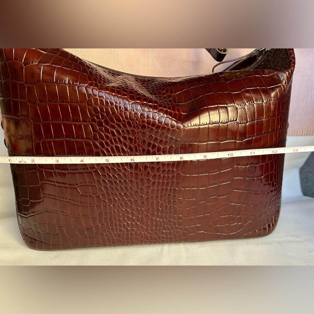 Lauren Ralph Lauren Croc Embossed Leather Shoulder Bag with Gold Hardware - Picture 6 of 8